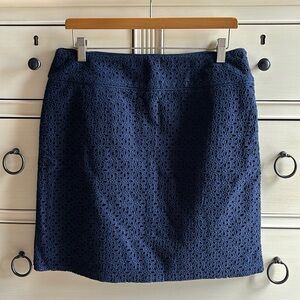 Navy Blue Eyelet Skirt. Size 8